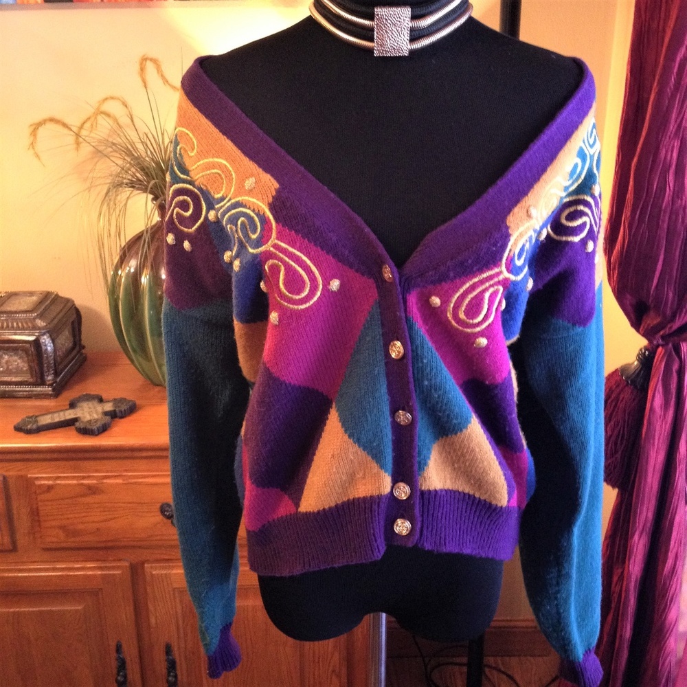Vintage Retro Lucia festive retro cardigan sweater - Picture 6 of 8